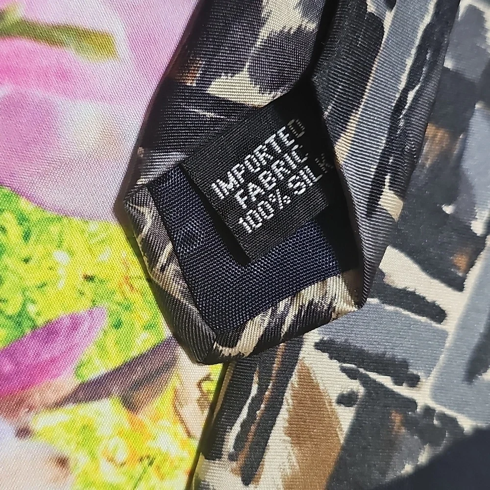 Barrington Silk Abstract Patterned Tie Black Brown Gray Geometric